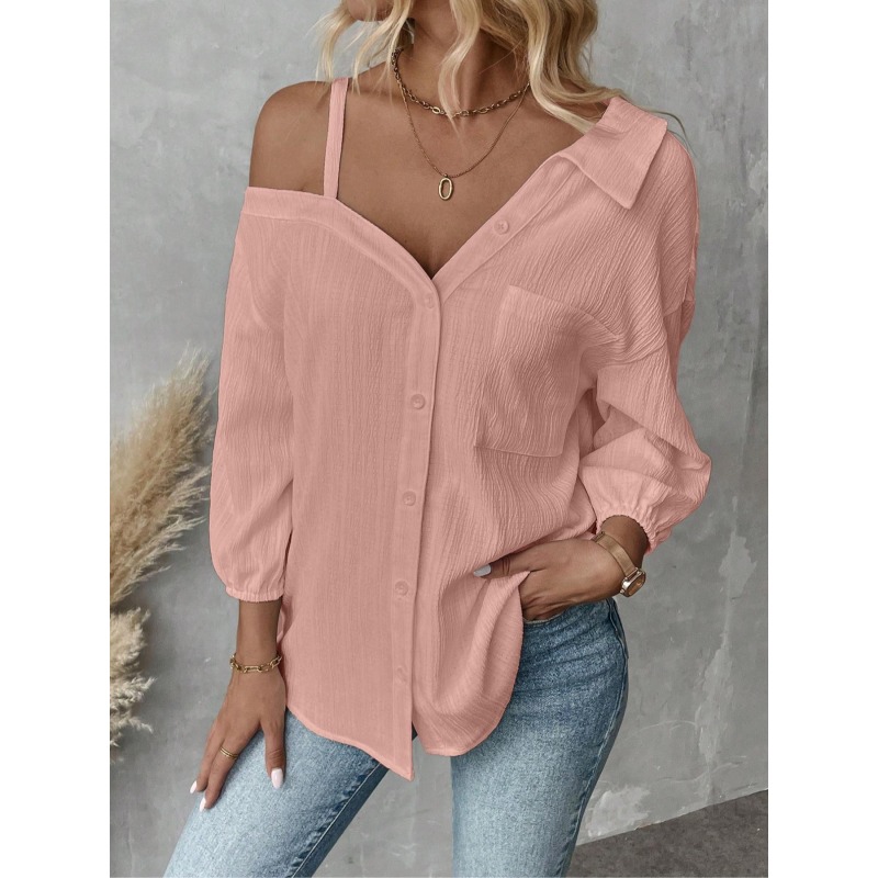 プラスサイズ1XL-5XL女性ブラウストップレディシングルブ - Asymmetric Top Women のレビューと価格