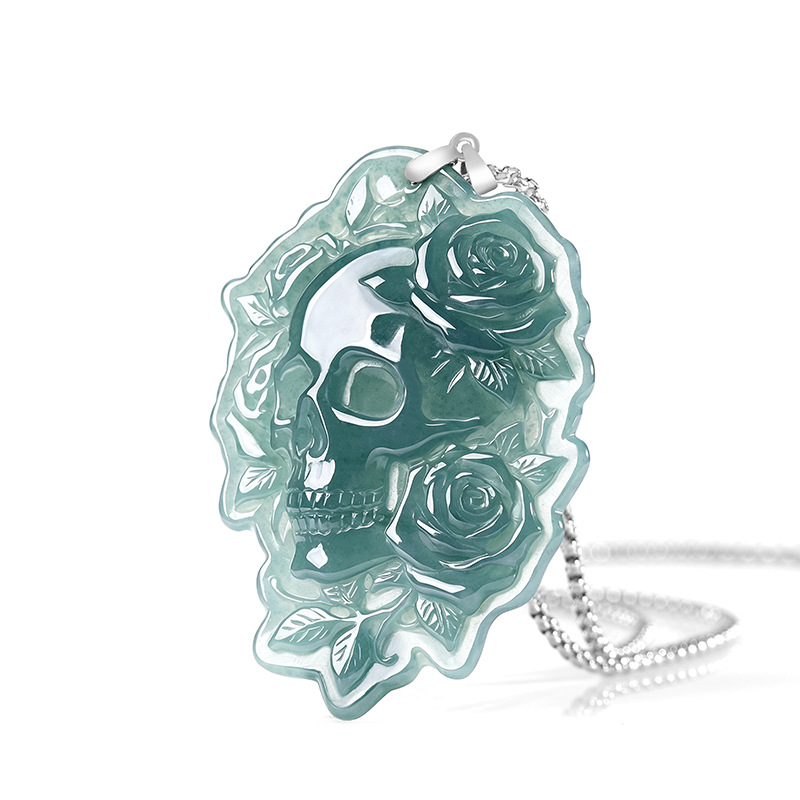 天然ビルマ翡翠スカルペンダントネックレス ファッションヴィン - Women Fashion Necklace のレビューと価格